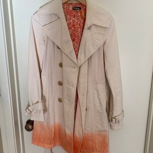 Orange Dipped Beige Trench Coat Size2